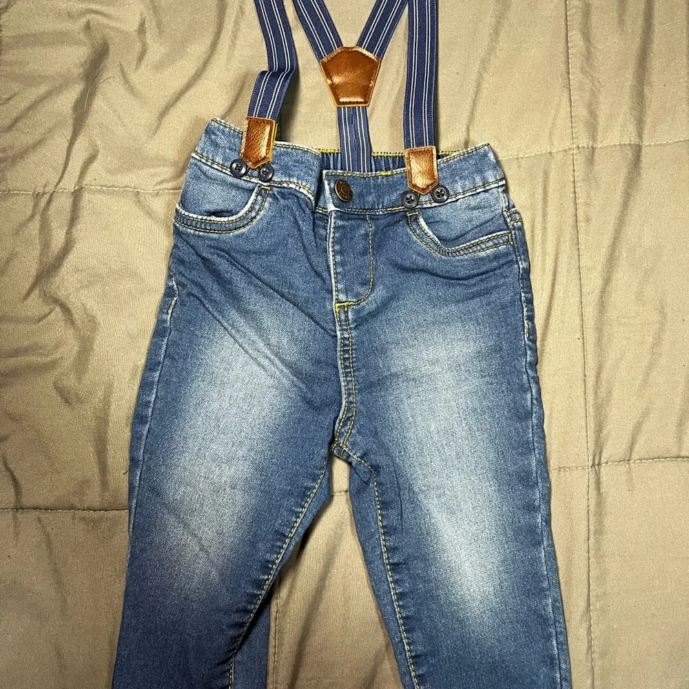OshKosh B’gosh Baby Boys 12M Suspenders Denim Jeans Blue